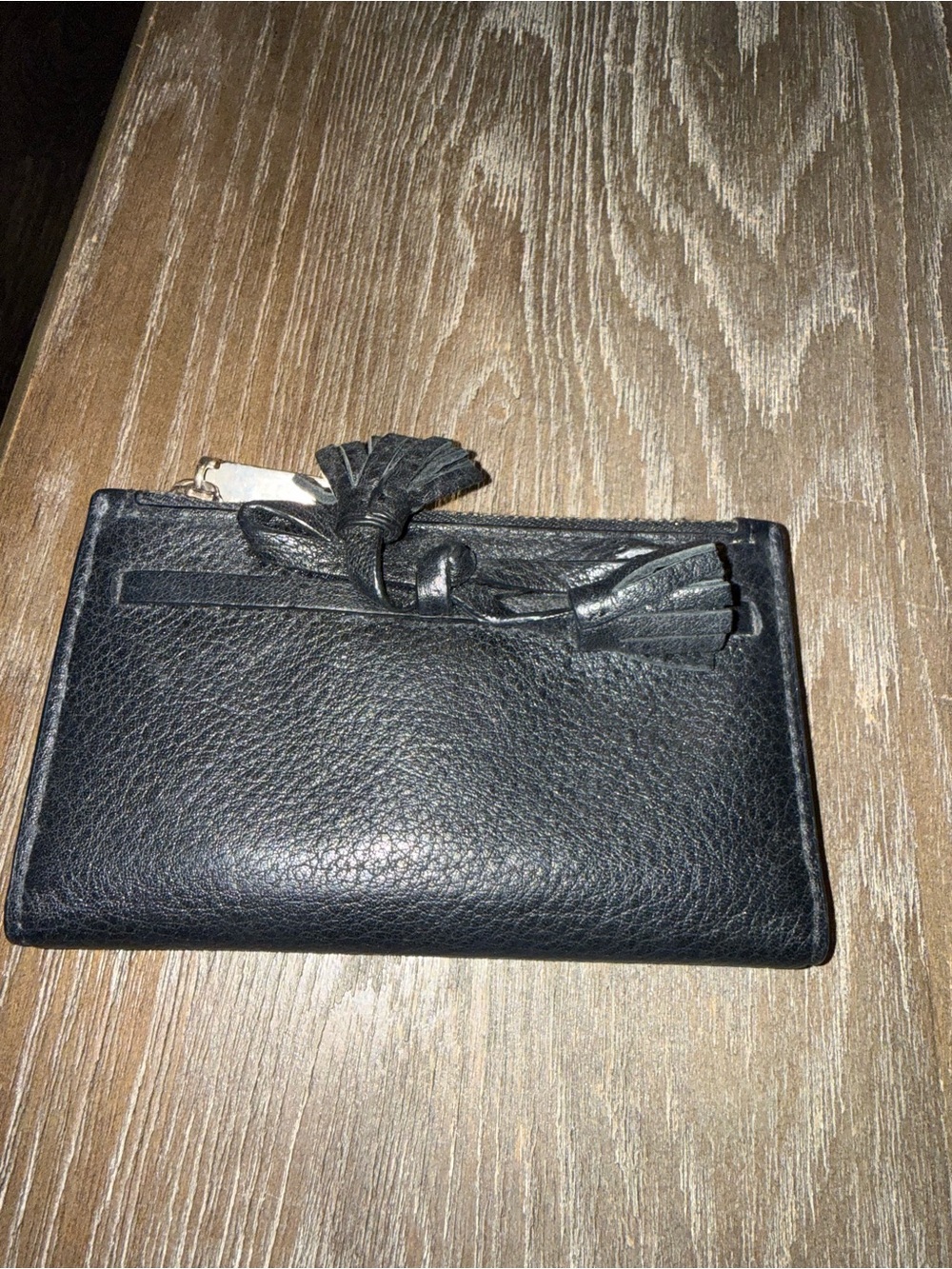 kate spade Black Leather Tassel Zip Wallet